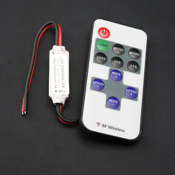 50pcs mini rf led controller single color with wireless remote control mini dimmer for 5050 / 3528 led strip lights 5-24v