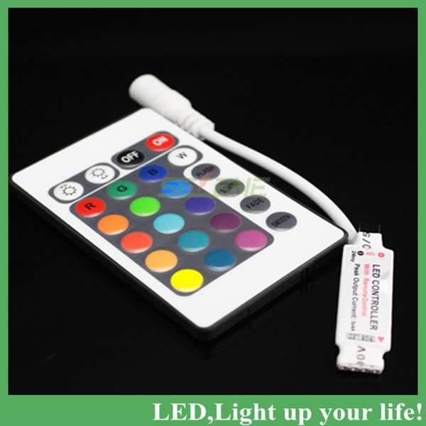 5m rgb non-waterproof led strip 3528 smd dc12v 5m 300led +24key mini remote control led controller for home decoration - Click Image to Close