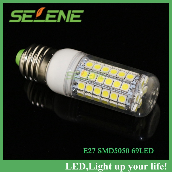 10pcs/lot 69leds smd 5050 15w e27 led 220v corn bulb lamp, warm white / white,5050smd led lighting lamp