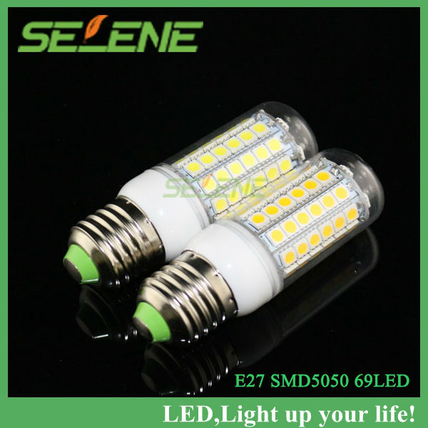 2pcs/lot 2014 new 69leds smd 5050 15w e27 led 220v corn bulb lamp, warm white / white,5050smd led lighting