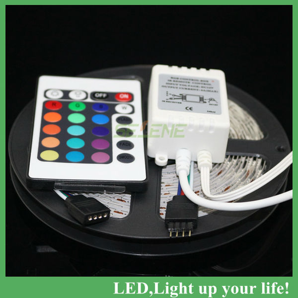 5050 rgb led strip flexible light lamp 5m 300 led smd non waterproof rgb strip led +24key controller