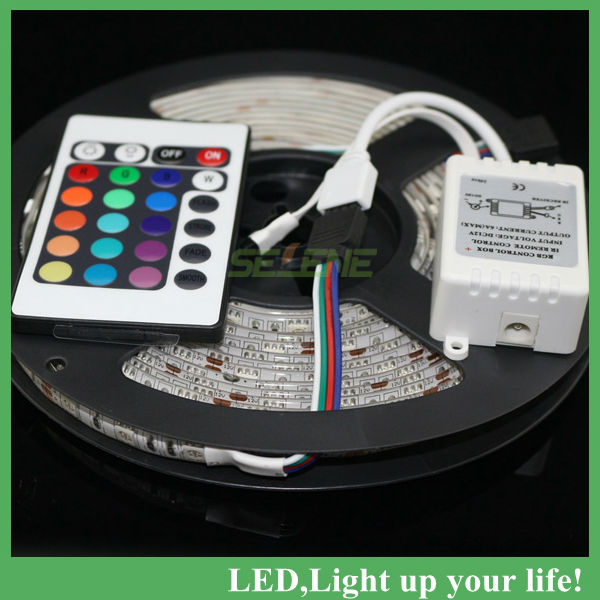 5050 rgb led strip flexible light lamp 5m 300 led smd waterproof rgb strip led +24key controller