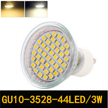 1pcs gu10 3528 smd 44 led pure white/ warm white spotlight spot lights 220v energy saving zm00462/zm00463
