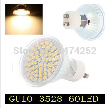 1pcs gu10 4w 60leds 3528 smd led spot light 220v warm/cold white light bulbs super bright zm00480/zm00481
