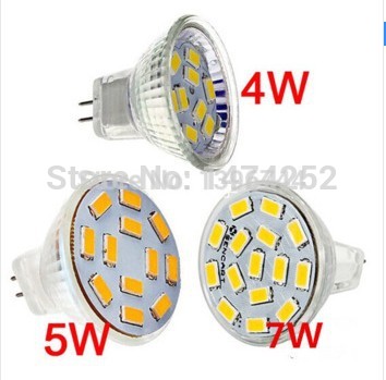 1pcs mr11 4w 5w 7w 5730 smd spotlight ac dc 12v led spot bulb light lamp warm white light white lighting zm00456