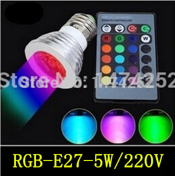 5w rgb e27 16 colors led light bulb lamp spotlight 85-265v + ir remote control zm00362