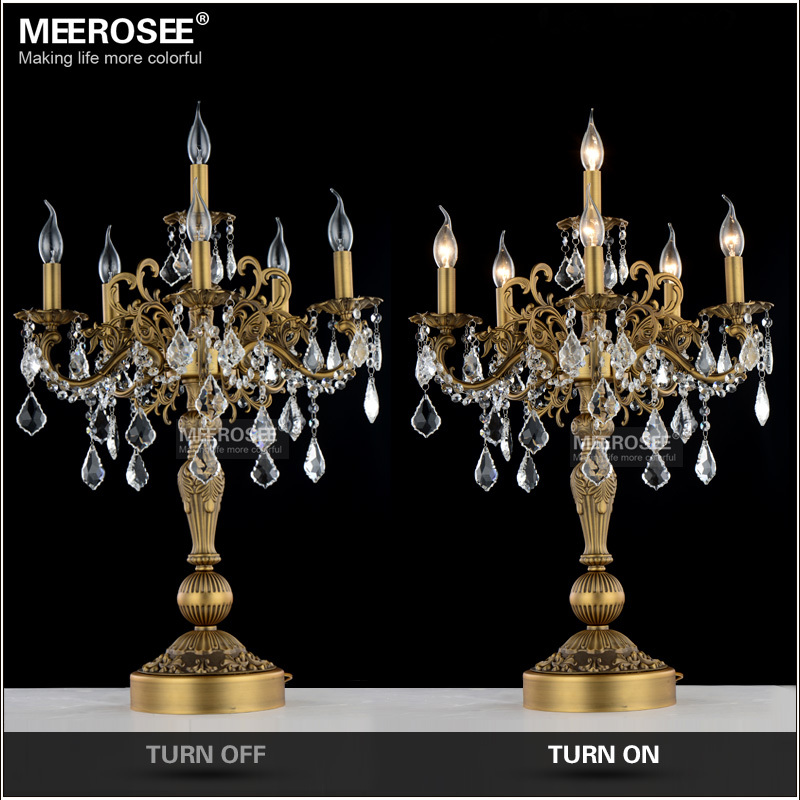 luxurious bronze color crystal table light desk light wedding candelabra - Click Image to Close