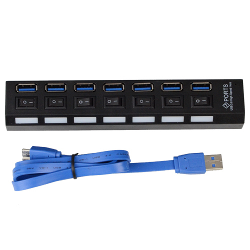 7 port usb 3.0 hub super speed ac power adapter with led indicator for pc laptop desktop notebook mac