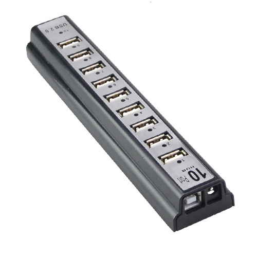 black 10 ports usb hub 480mbps high speed usb 2.0 hub for computer peripherals for pc laptop notebook