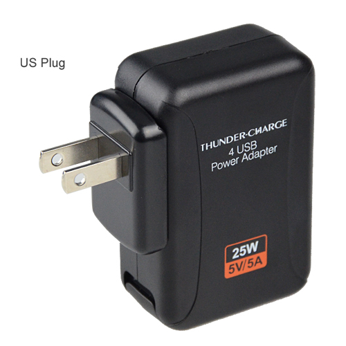 black 25w 5a 4 usb wall charger usb home travel ac power charger adapter with us uk eu au plug optional for iphone ipad samsung