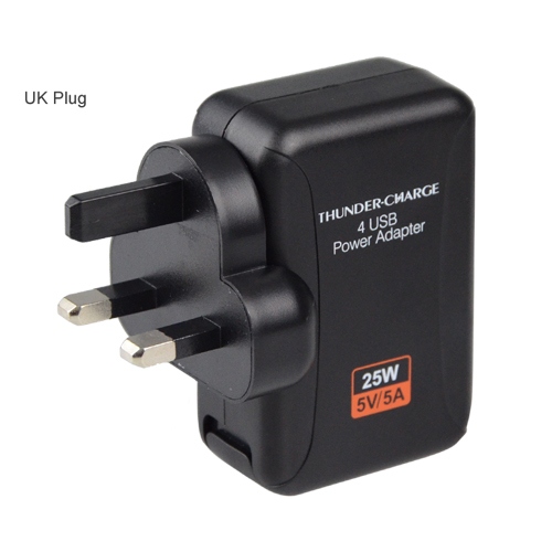 black 25w 5a 4 usb wall charger usb home travel ac power charger adapter with us uk eu au plug optional for iphone ipad samsung