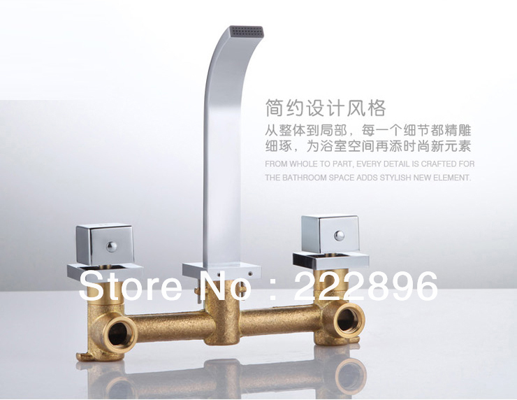 brass copper vessel chrome dual handle square bathroom faucet vanity wall faucet lavabo faucets bathroom torneira banheiro grifo - Click Image to Close
