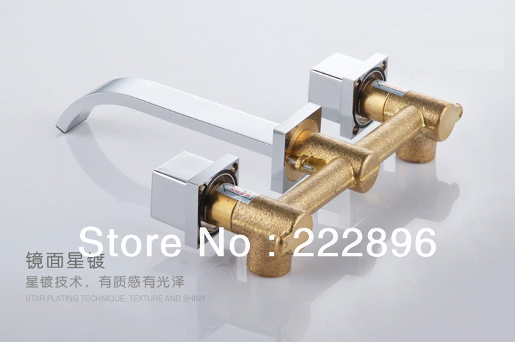 brass copper vessel chrome dual handle square bathroom faucet vanity wall faucet lavabo faucets bathroom torneira banheiro grifo