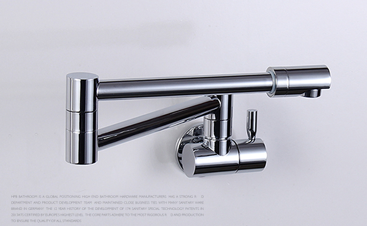 kitchen faucet folding brass single cold sink water tap wall mounted torneira parede cozinha grifo