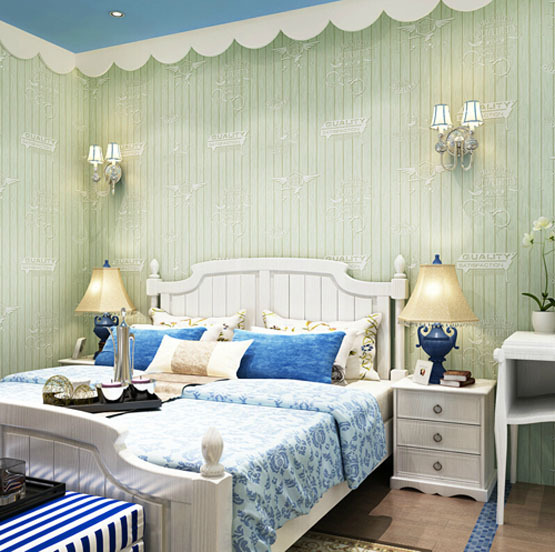 3d blue mediterranean style imitation wood wallpaper roll,child cloth bedroom background wall paper