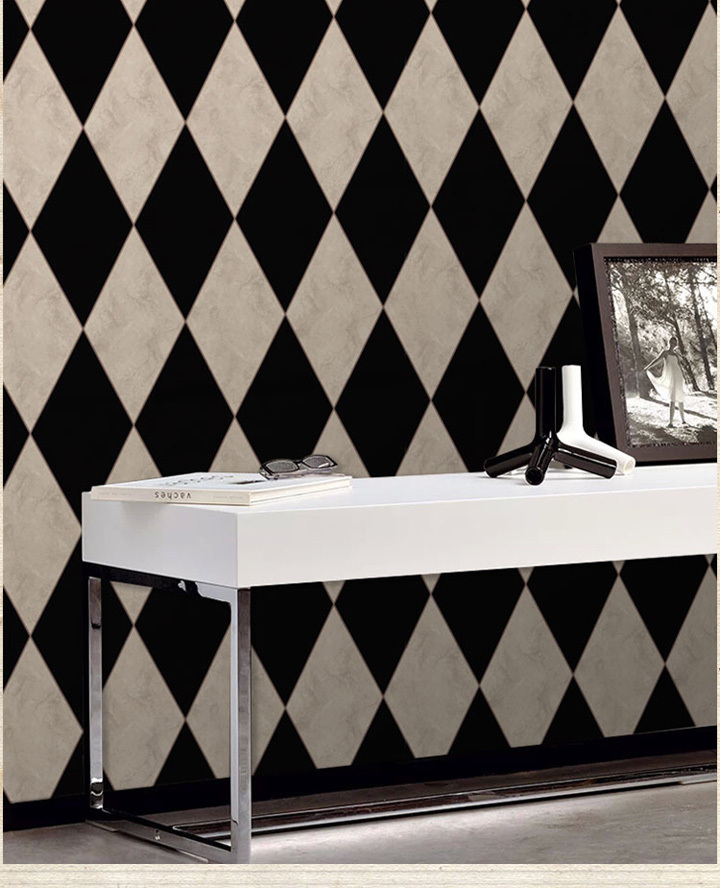 barroque style retro vintage wallpaper black and white luxury wall decoration for living room rhombus wall paper - Click Image to Close