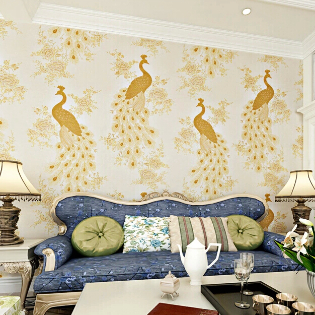 chinese style wallpaper mural fantasias papel de parede wall papers home decor peacock 3d wall paper 5 colors black wallpaper - Click Image to Close