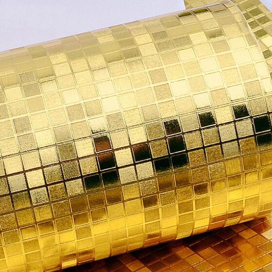 luxury glitter mosaic gold foil wallpaper silver metallic wallpaper, living room golden lattice gram wall paper