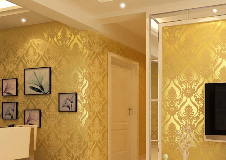 luxury gold foil wallpaper wood pattern for living room and entertainment modern wall papers