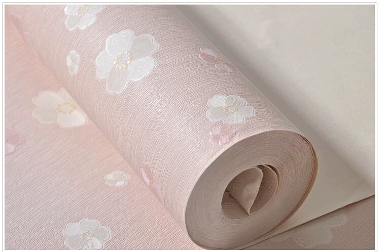 pink wallpaper with flower for girl bedroom pvc wallpaper wall covering self-adhesive mural wall paper