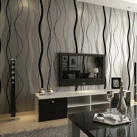 wallpaper stripes waterproof modern dark grey wall paper for living room beige bed room