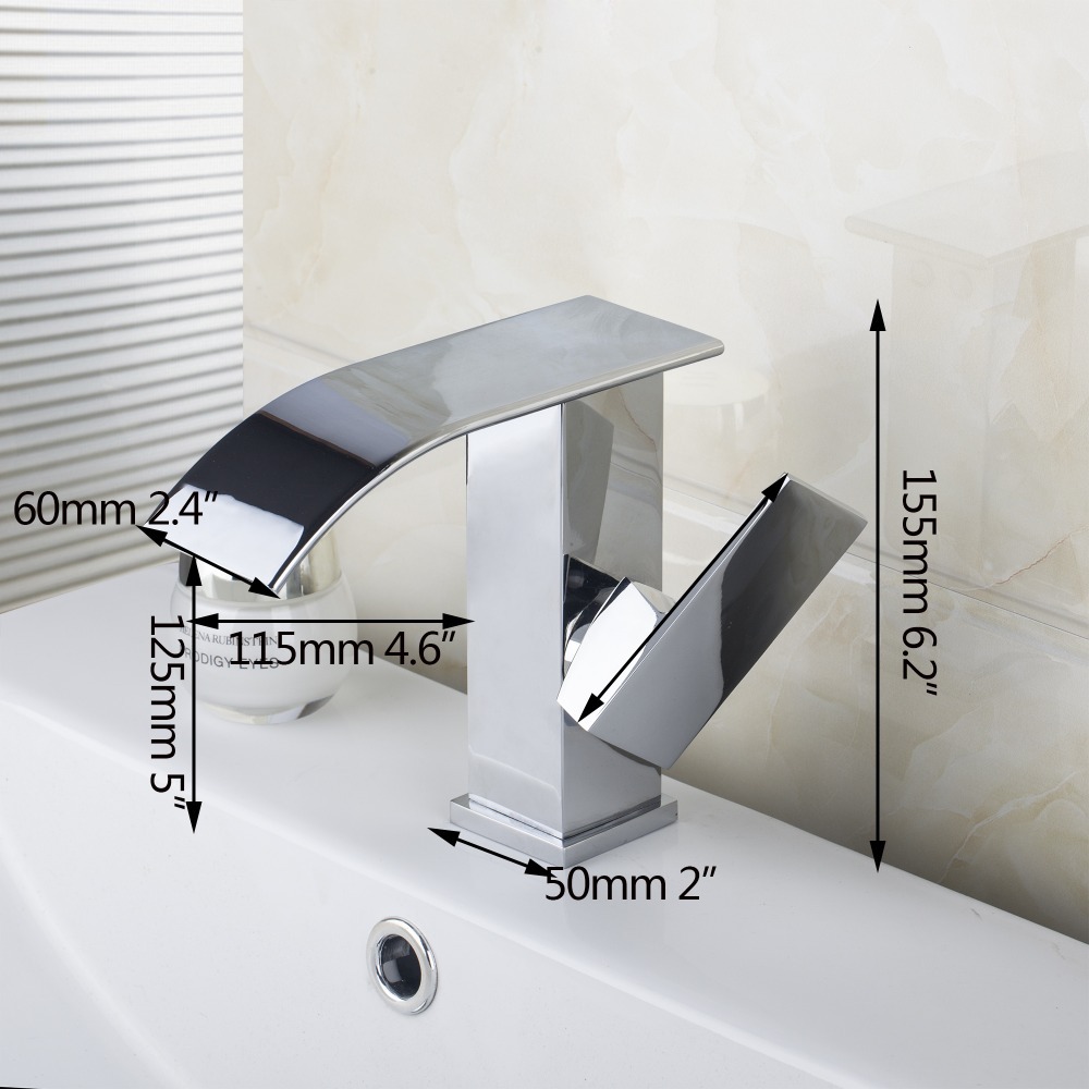 new 92269a construction & real estate chrome waterfall spout single handle single hole bathroom mixer basin tap basin faucet