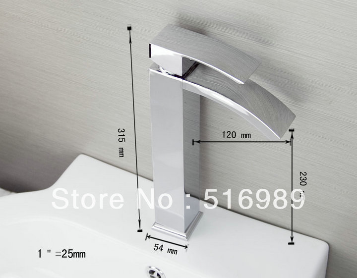 tall brass chrome bathroom waterfall basin faucet vessel single handle sink mixer tap ln061614