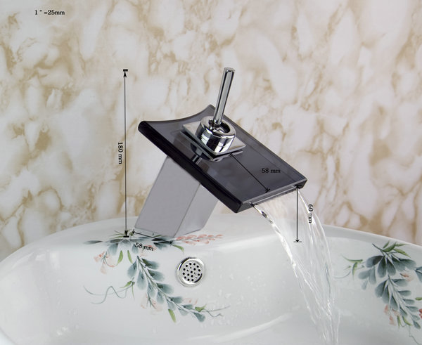 e_pak 8223/4 all around rotate swivel lever black glass waterfall spout faucets mixers & taps bathroom chrome basin faucet