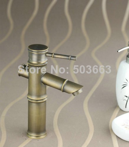 e-pak 8642/9 short bamboo /cold antique brass bathroom basin sink deck mount tap vanity vessel single handle mixer tap faucet