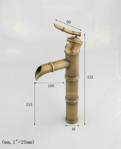 e-pak 8655/26 waterfall spout antique brass bathroom basin sink deck mount faucet vanity vessel single handle mixer tap faucet