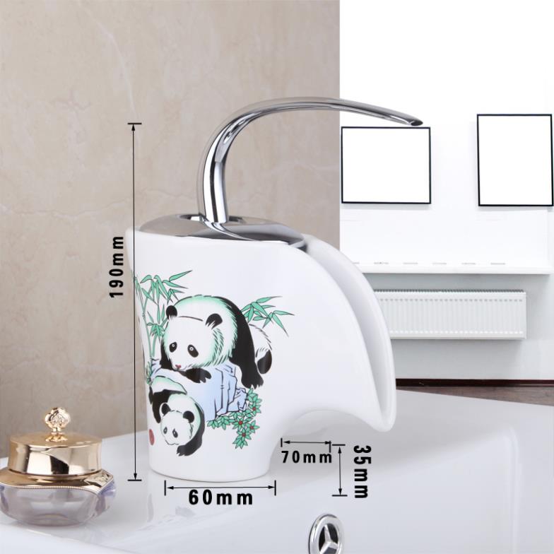 e-pak classic wonderful panda pattern ceramic plate spool 001 deck mounted single handle ceramic bathroom basin sink faucet
