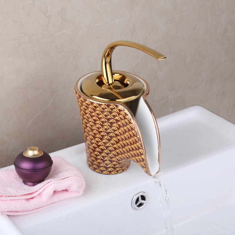 e-pak durable 92688 good price deck mounted single hole ceramic waterfall spout bathroom basin sink faucet