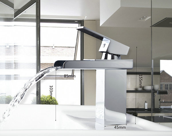 e_pak modern style 8259/12 wide waterfall spout single handle chrome finish bathroom basin sink mixer tap faucet