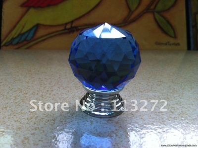 ( $10 off per $100) 20pcs/lot 30mm blue crystal chrome knobs base