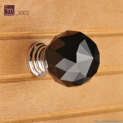10pcs decorative hardware k9 crystal glass chrome cabinet cupboard door knobs black(diameter:30mm) [Door knobs|pulls-1586]