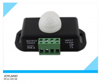 10pcs whole black shell dc12-24v,12v 144w,6a 1 channel, pir sensor switch, infrared human body induction switch