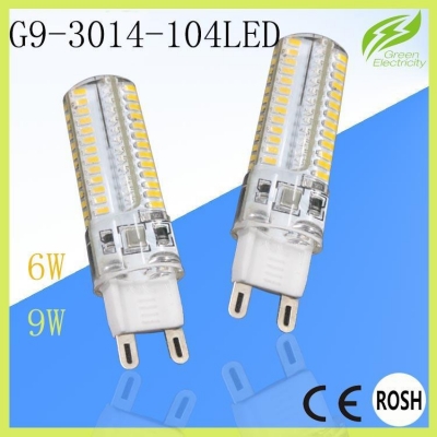 1pcs mini g9 6w 9w led lamp 3014 smd ac 200v 240v silicone body led corn bulb 64leds 104leds crystal chandelier cob spot light [g9-led-bulbs-3565]