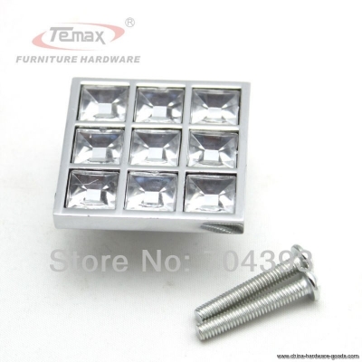 40mm glass knobs and handles cabinet kitchen crystal square drawer dresser pulls bar zinc alloy [Door knobs|pulls-739]