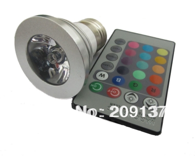 4w e27 gu10 rgb led bulb 16 color change lamp spotlight 85v-265v for home party decoration with ir remote