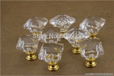 5 pcs square shape crystal cabinet knobs drawer pull handle diy include screw