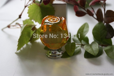 50 pcs diameter 30mm rose clear glass flower crystal knobs handles furniture closet bedroom [Door knobs|pulls-635]