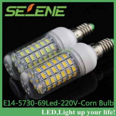 5pcs/lot e14 bulb led lighting smd5730 ac220v led corn bulb lights e14 20w 69led 5730 smd led corn lamp [smd5730-8772]