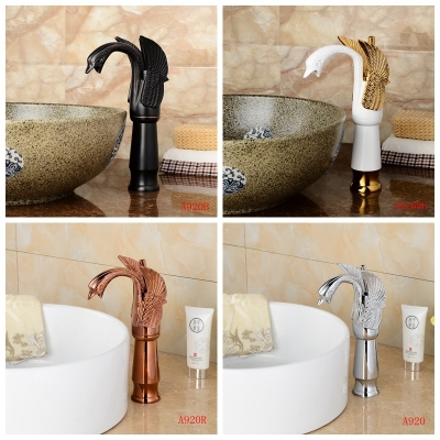 bathroom swan faucet chrome oil-rubbed bronze rose gold and white painted gold chrome faucets