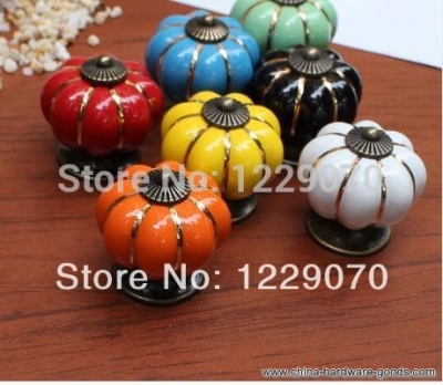 cartoon style european colorful white pumpkin knobs cabinet wardrobe ceramic cupboard drawer knob in furniture pull handle [Door knobs|pulls-1550]