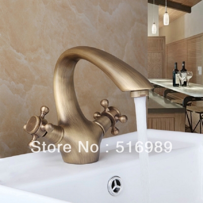 classic antique brass bathroom sink mixer tap faucet 8638