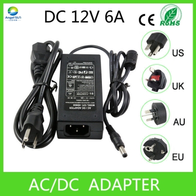 dc led power supply charger transformer adapter 12v 6a 110v 220v to 12v for rgb led strip 5050 3528 eu us au uk cord plug socket [led-strip-6111]