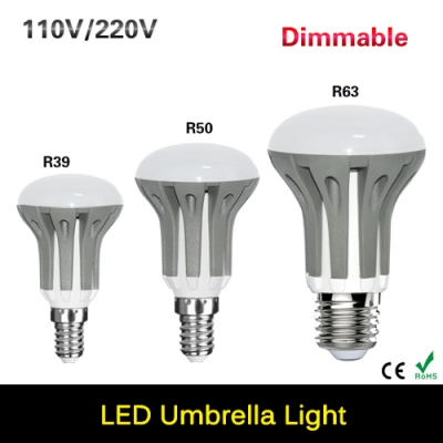 dimmable umbrella led lamp light e27 e14 3w 5w 7w led spotlight 2835 bombillas led e27 110v 220v r39 r50 r63