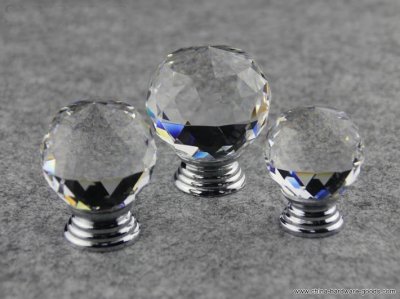 door hareware clear crystal glass chrome cabinet furniture knobs new (diameter: 40mm)