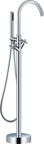 floor stand bathtub double handle faucets brass chrome standing bath shower mixer set fs004