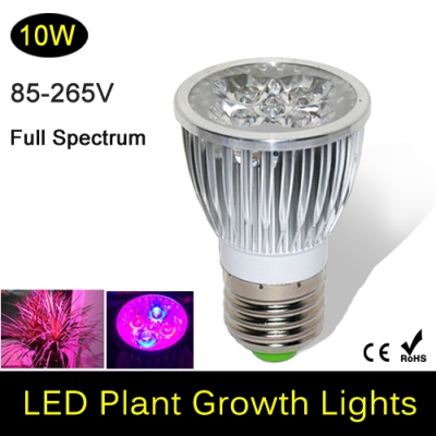 full spectrum led grow lights 10w e27 led grow lamp bulb for flower plant hydroponics system ac 85v 110v 265v grow box 1pcs/lots [led-grow-light-5116]